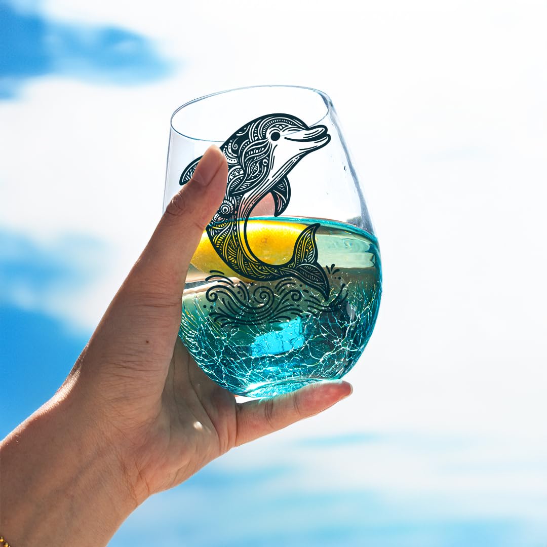 Amazon.com | OWATRKDEY Dolphin Decor Wine Glass Stemless 18oz